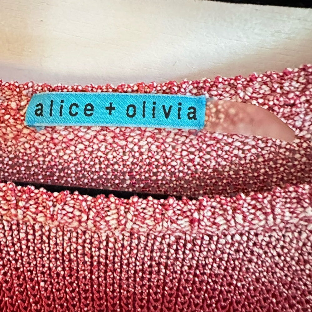 ALICE & OLIVIA M Ethan ombre red stripe cable knit long sleeve preppy tunic boho - Picture 6 of 12
